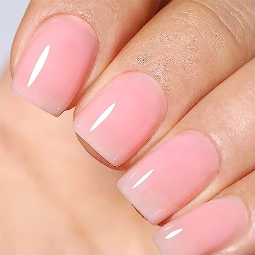 Jelly Nail Polish - Bare Pink Nail Varnish - Translucent Pink Quick Drying & Long Lasting Nail Polish - Water Based Formula & No Need Baking Nail