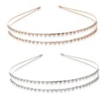 Sibba 2 Pack Double-layer Rhinestone Hair Hoop Headband Metal Hair band Shiny Crystal Headbands for Princess Wedding Bridal Headpieces(Gold+Silve