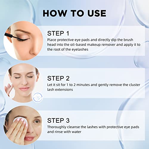 Cluster Lash Extension Remover, QUEWEL Cluster Eyelash Extension Glue Removal for Sensitive Skin, Gently Removing Lash Clusters Glue Clear 5ml Fo