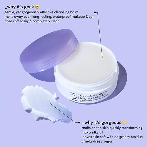 Geek & Gorgeous Mighty Melt - cleansing balm, melts away long-lasting, waterproof makeup & sunscreen, for all skin types, 100ml