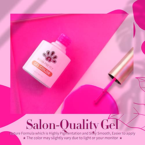 BORN PRETTY Neon Pink Gel Nail Polish,Hot Pink Gel Polish Bright Pink Long Lasting Chip Resistant 10 ml Soak Off U V LED Nail Lamp Halloween Gel