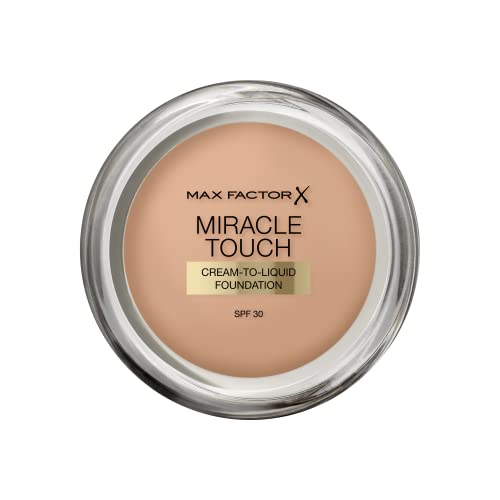 Max Factor Miracle Touch Foundation, New and Improved Formula, SPF 30 and Hyaluronic Acid, 80 Bronze
