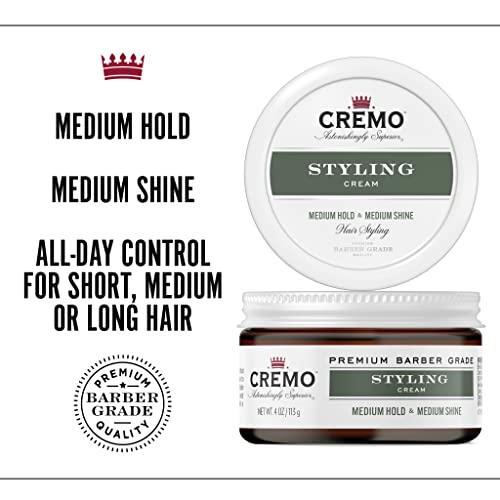 CREMO - Barber Grade Hair Styling Cream For Men | Medium Hold & Medium Shine | 113g