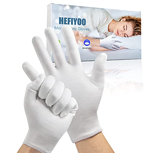 4 Pair Moisturising Gloves,Cotton Gloves for Eczema & Dry Hands,Stretchable Washable White Gloves(Medium Size)