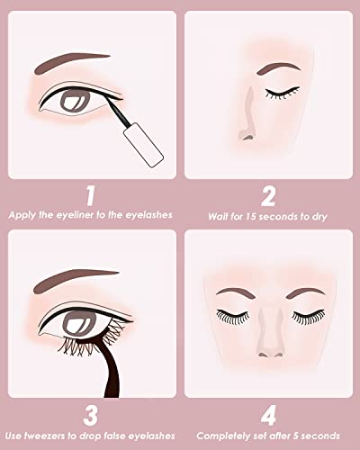 Rantizon Magnetic Eyelashes with Eyeliner, 10 Pairs Reusable Eye Lashes and 2 Tubes of Magnetic Eyeliner, Reusable Magnetic Fake Eyelashes with T