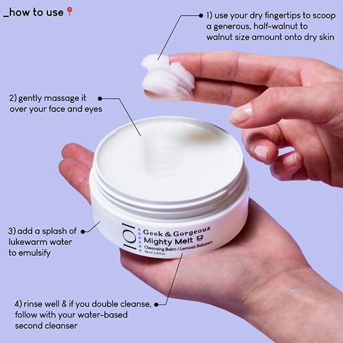 Geek & Gorgeous Mighty Melt - cleansing balm, melts away long-lasting, waterproof makeup & sunscreen, for all skin types, 100ml