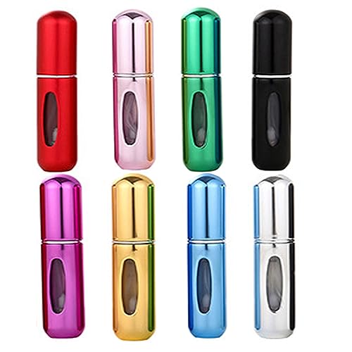 MINGZE 7pcs 10ML Perfume Atomizer, Aluminum Shell Glass Liner Perfume Bottles, Travel Mini Portable Empty Perfume Spray Bottle Dispensers