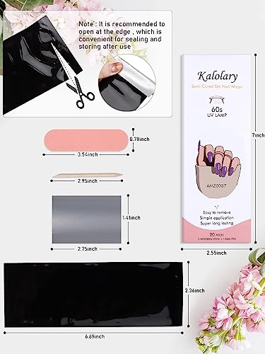 Kalolary Gel Nail Polish Strips, Semi Cured Nail Gel Art Sticker Waterproof Full Nail Wraps Decal Sets with Nail File and Stick for Women Girls N