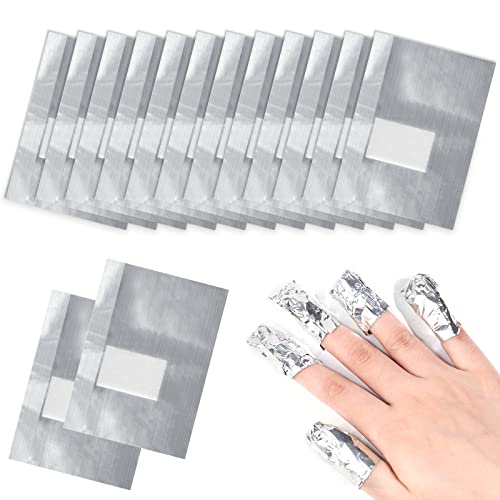Qufiiry 100 Pcs Foil Nail Wraps, Nail Foils for Gel Nails, with Pre-attached Lint-Free Cotton Pads, Nail Foil Aluminium Wraps Remover for Fast &