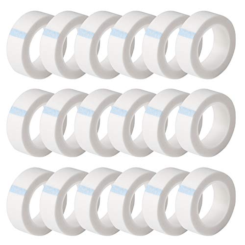 UPINS 24 Rolls White Eyelash Tape, Adhesive Fabric Lash Tapes for Eyelash Extension Supply