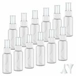 Qoosea 12 x 30 ml Spray Bottle, Empty Spray Bottle, Atomiser, Transparent Plastic Reusable Travel Empty Pocket Bottle with 2 x Funnels and 1 x La