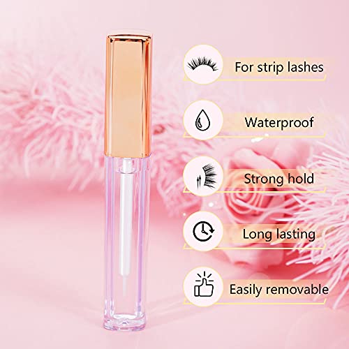 PURELEOR Clear Lash Glue Waterproof Latex Free Eyelash Glue for Sensitive Eye Strong Hold False Eyelashes Adhesive Strip Lashes Fast Drying Lash