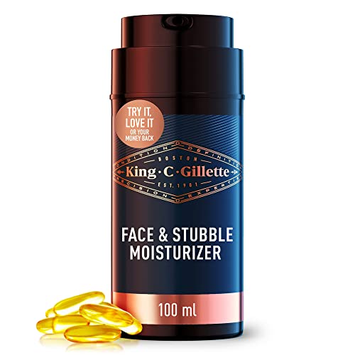 King C. Gillette Face & Beard Moisturiser for Men, 100 ml, with Vitamin B (B3), B5 Complex & Argan Oil, Beard Softener for Men