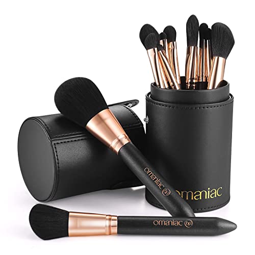 OMANIAC® Professional Makeup Brushes Set (12Pcs), Pearl Flash Handles, Comfortable To Hold And Easy To Use. Full Face Travel Make up Brushes Set