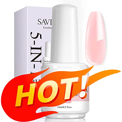 Saviland 5 in 1 Nudes Builder Gels - 15ml Builder Base Strengthening Gel for Thin Nails U V Nail Gel Polish for Nails Repair Reinforcement Extens