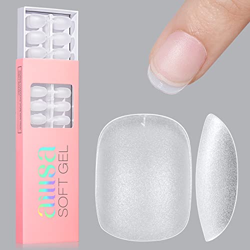 AILLSA Square Nail Tips - Half Matte Full Cover Nail Tips No Filed, 360Pcs Fake False Soft Gel Short Nail Tips Pre-shaped Acrylic Clear Gelly Tip