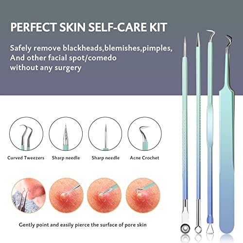 Blackhead Remover Pimple Popper Tool Kit 10 Pcs, Comedone Pimple Extractor Tool, Acne Kit for Blackhead, Whitehead Popping, Zit Removing (Blue)