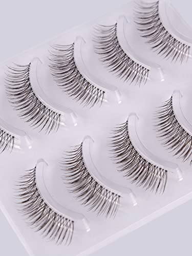 GMAGICTOBO Natural False Eyelashes Short Clear Band Lashes Pack Wispy Lashes Light Volume Soft Strip Fake Eyelashes 5 Pairs Multipack