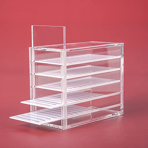 Parieo 1 Pack Acrylic Eyelash Pallet 5 Layers Eyelash Extension Storage Box Eyelashes Glue Pallet Holders Eyelash Display Storage Container Organ