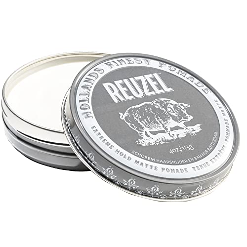 Reuzel Extreme Hold Matte Pomade - Men's Concentrated Wax Formula With Natural And Organic Hold - A Vegan Defining And Thickening Product That's