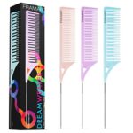 FRAMAR Dreamweaver Highlighting Comb Set – Rat Tail Hair Comb With Metal Tail, Hairdressing Comb For Hair Colour, Hair Combs, Metal Comb For Hair