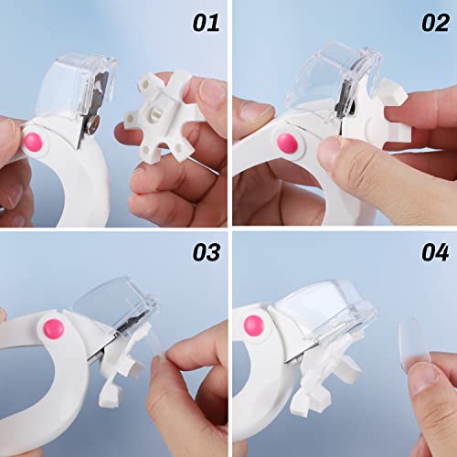 U Shaped Acrylic Nail Clipper, Adjustable False Nail Clipper with Nail File Stainless Steel Nail Trimmer Tips Cutter for Nail Art