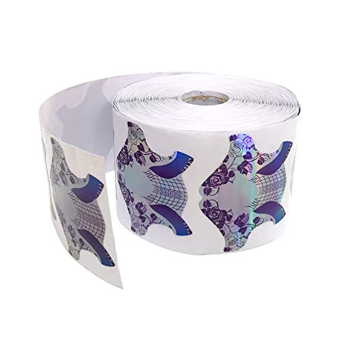 FingerAngel 100Pcs Nail Tips Laser Nail Forms Gel Polish Extension Forms Acrylic Tips Nail Art Decoration DIY Nail Gel Curl (LASER SILVER PURPLE)