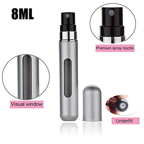 Perfume Atomizer Refillable, 8 ml Refillable Atomiser Perfume Spray Bottle Mini Underfill Empty Travel Bottle Clear Visual Container Bottle Set o