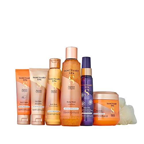 Sanctuary Spa Gift Set Self Care Signatures Gift For Women, Birthday, Christmas, Vegan and Cruelty Free, Multicolour, 7 Piece Set, 950 ml