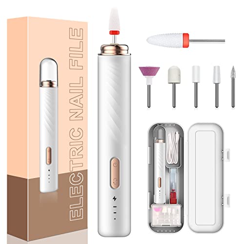 Nail Drill Electric Nail Files Professional Rechargeable Electric Nail Drill Machine with Ceramic Nail Bit for Beginners, Nail Drill Machine Set