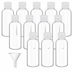 DECARETA 12 Pack Plastic Travel Bottle 50 ml Clear Holiday Bottle with 1pcs Funnel Toiletries Liquid Containers for Airport,Office,Camping