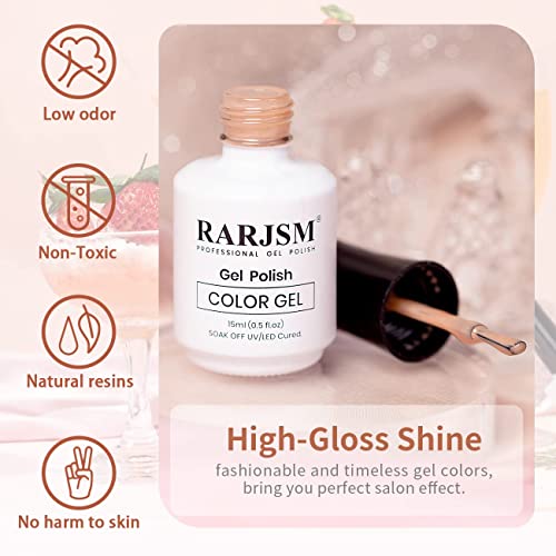RARJSM Gel Nail Polish Milky Rose LED UV Gel Soak Off Clear Nude Light Pink French Manicure Transparent Jelly Nail Gel Polish Varnish Curing Requ