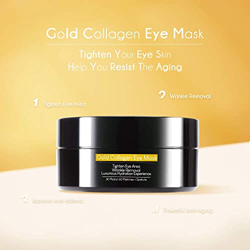 Gold Under Eye Mask Isdream Anti Aging Anti Wrinkle Under Eye Gel Pads Collagen Eye Mask for Dark Circles Under Eye Bags Removal with Hyaluronic