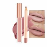 Nude Liquid Lipgloss - Lip Liner and Lipstick Set - Non-Sticky Long Lasting Waterproof Lip Stain - Highly Pigment Lip Stick & Lipliner Pencil - L