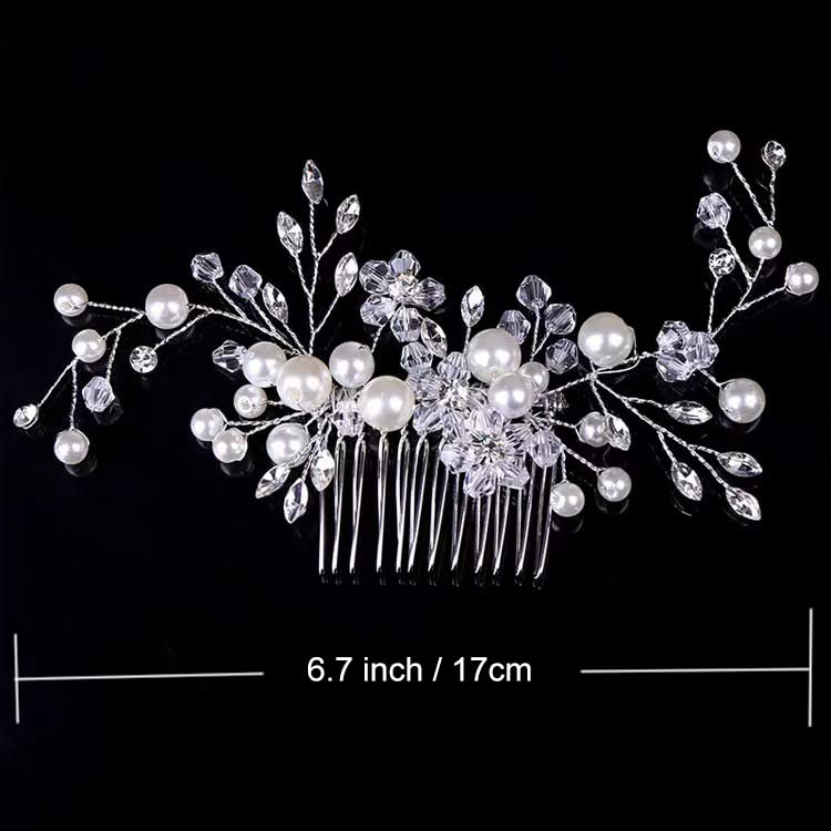 Bridal Flower Side Hair Clips,Pearl Hair Pieces Comb Bridal Headpiece for Brides Bridesmaid,Girls,Women,Hair Comb Wedding Prom Birthday Party Hai