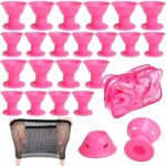 JANYUN 40 Pcs Pink Magic Hair Rollers 20 Pcs Large and 20 Pcs Small Silicone Curlers No Heat Hair Curlers for Women Girls Long Short Hair (Pink)