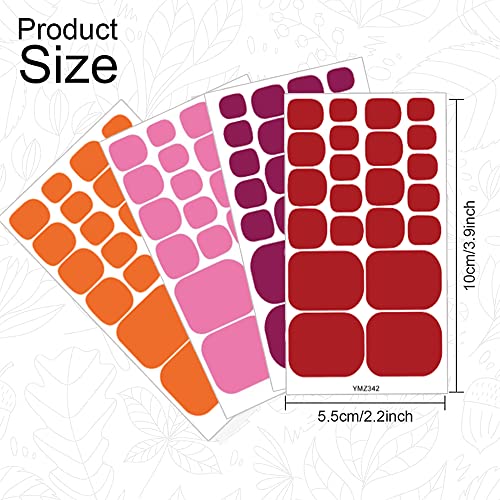 Mwoot 12 Sheets Red Pink Purple Toenails Stickers, Solid Color Full Nail Wraps for Toenails, Toe Nails Polish Strips Stickers, Nail Art Self Adhe