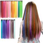 24Pcs Rainbow Hair Extensions, Coloured Hair Extensions, 22 Inch Colorful Straight Hair Extensions, Colour Hair Extensions for Braiding, Clip In