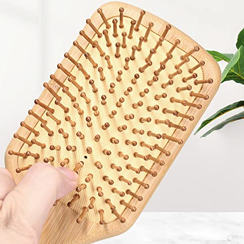 Bamboo Paddle Hairbrush Hair Massage Brush Wooden Anti Static Hair Brush Detangling Hair Brush Eco-Friendly Natural Wooden Bamboo Air Paddle Deta