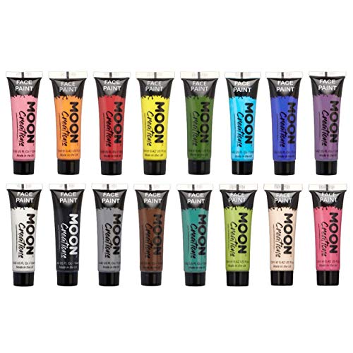 Moon Creations Face & Body Paint Tubes | White | 12ml | Ready to Use Face Paint | No Flake | Cruelty Free, Made in UK | Face Paint for Kids, Adul