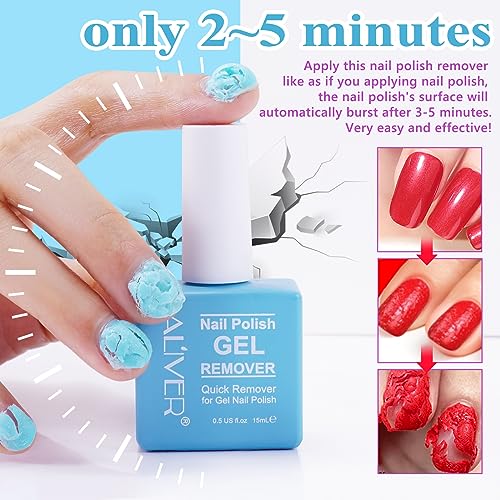 Gel Nail Polish Remover, Gel Polish Remover - Quick & Easy Remove in 3-5 Mins, Gel Remover with Gel Polish Scraper and Nail File, No Damage To Na