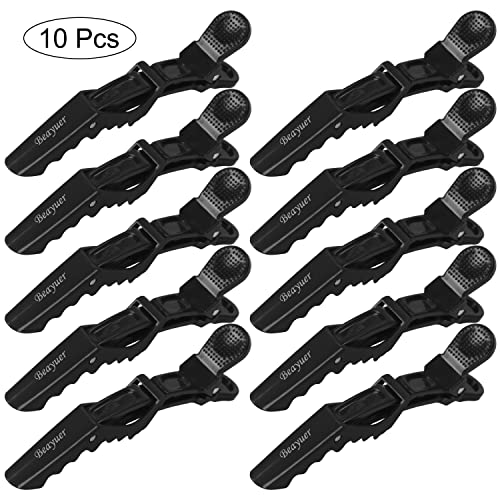 Beayuer Hair Clips 10 Pcs Professional Salon Hair Clip Women Styling Sectioning Clips Durable Plastic Alligator Hairclip with Nonslip Grip and Wi