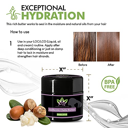 Chebe Hair Butter 120g Made with Organic Shea Butter, Natural Hair Oils & Chebe Powder | Hair Growth Retention Cream for Split Ends Afro Hair But