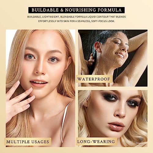 KIMUSE Soft Liquid Contour Stick, Glow Liquid Cream Bronzer, Weightless, Long-Wearing, Smudge Proof, Natural-Looking, Blendable, Bronzer Makeup (