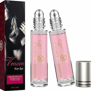 2pcs Venom pheromone perfume for women, roll-on pheromone infused essential oil perfume cologne for women to attract men (Pink)