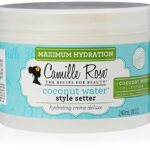 Camille Rose Coconut Water Style Setter 240ml - Tropical cream hair gel, crafted to hydrate and hold styles in place. Natural, clean formula. For