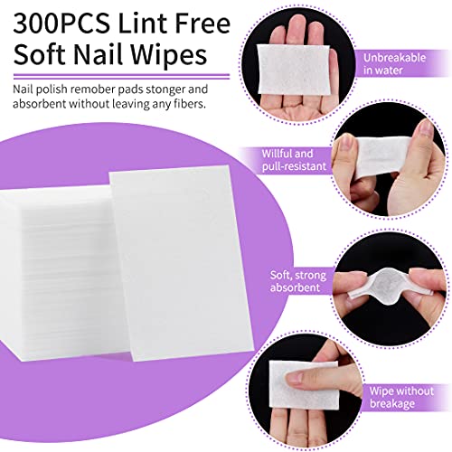 Gel Nail Remover Kit, MORGLES 10PCS Nail Clips Gel Nail Remover Clips 300Pcs Nail Wipe Cotton Pads Nail Files 100/180 Glass Nail Shiner with Cuti