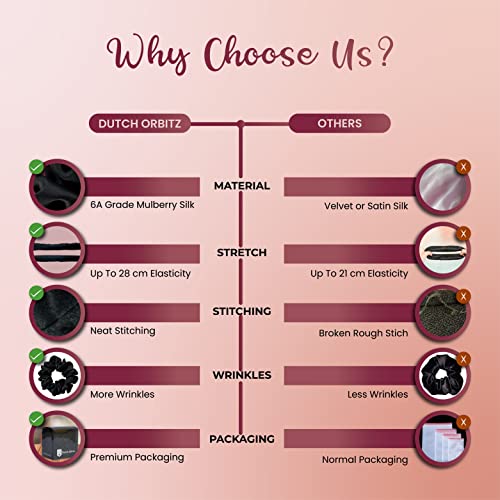 Dutch Orbitz Silk Scrunchies For Hair - 100% Mulberry Silk Hair Ties For Curly Hair - Silk Hair Scrunchies Prevent Hair Breakage - Soft, Stretchy