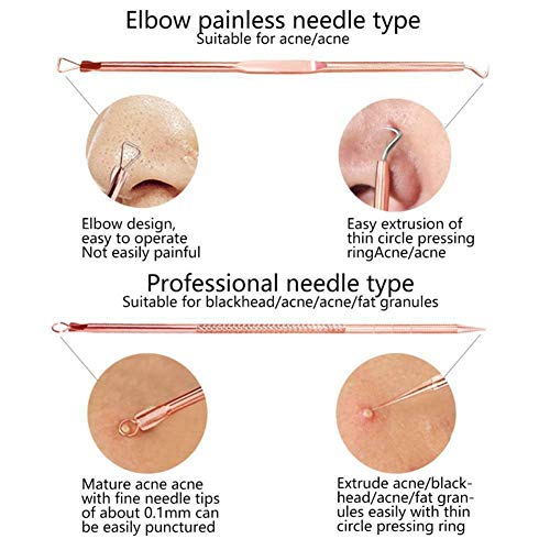 Blackhead Remover Pimple Comedone Extractor Tool Acne Kit - Treatment for Blemish, Whitehead Popping, Zit Removing for Risk Free Nose Face Skin(G