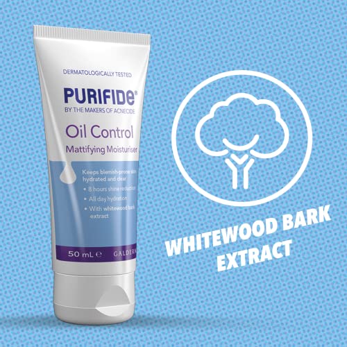 PURIFIDE by Acnecide Oil Control Mattifying Moisturiser, 50g, Ideal for Spot Treatment Routine With 8 hour Shine Control